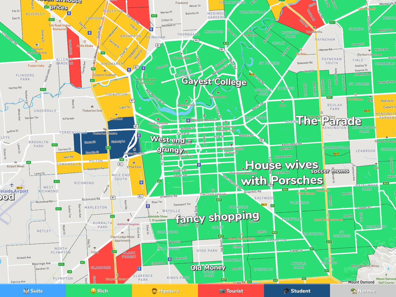 Adelaide Neighborhood Map