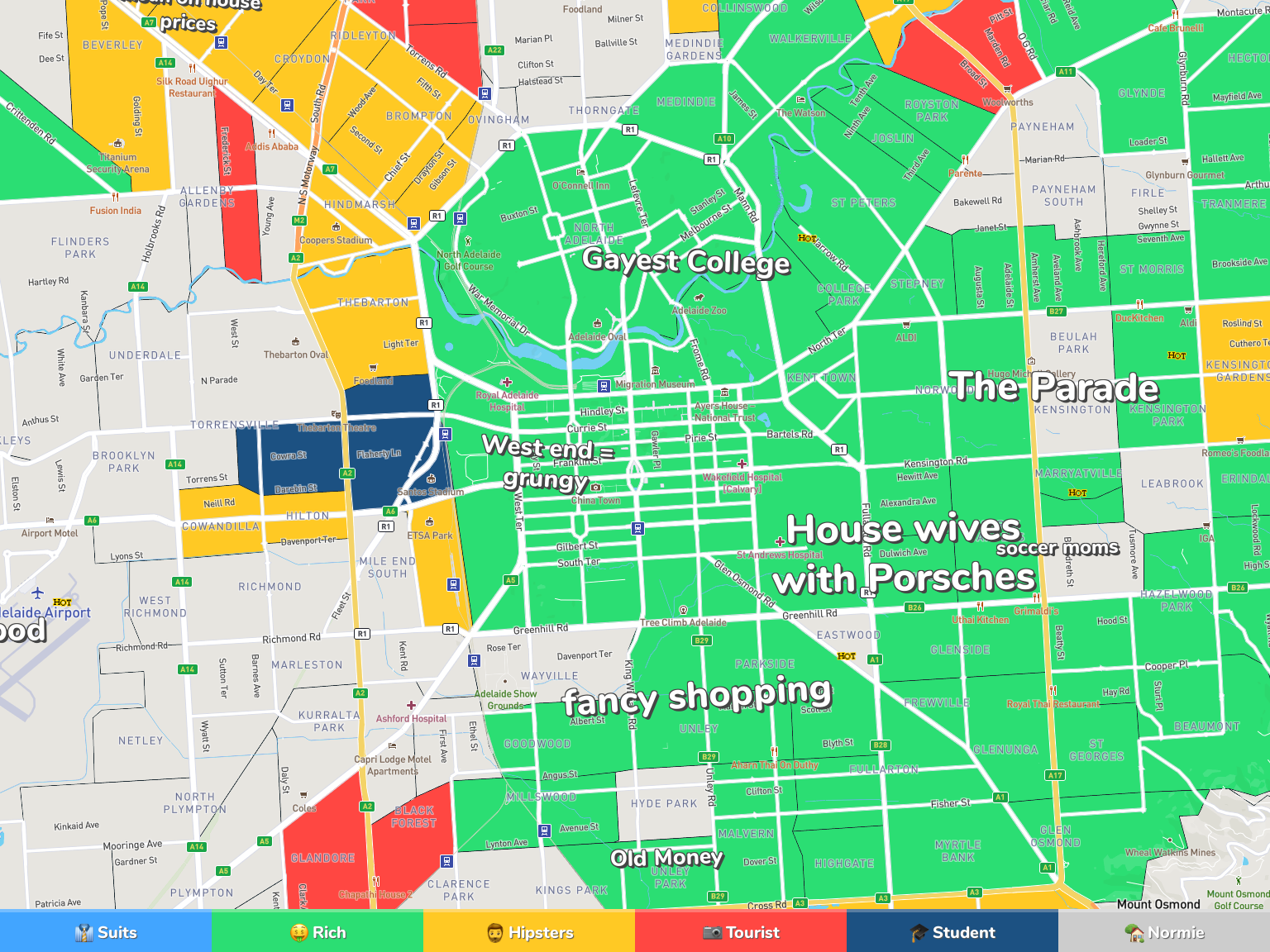 Adelaide Map Buy Adelaide Business Map UBD Laminated Wall Map   Adelaide Neighborhood Map 