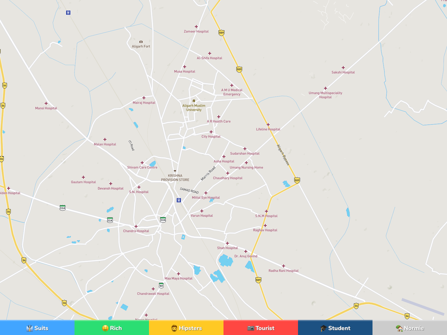 Aligarh Neighborhood Map