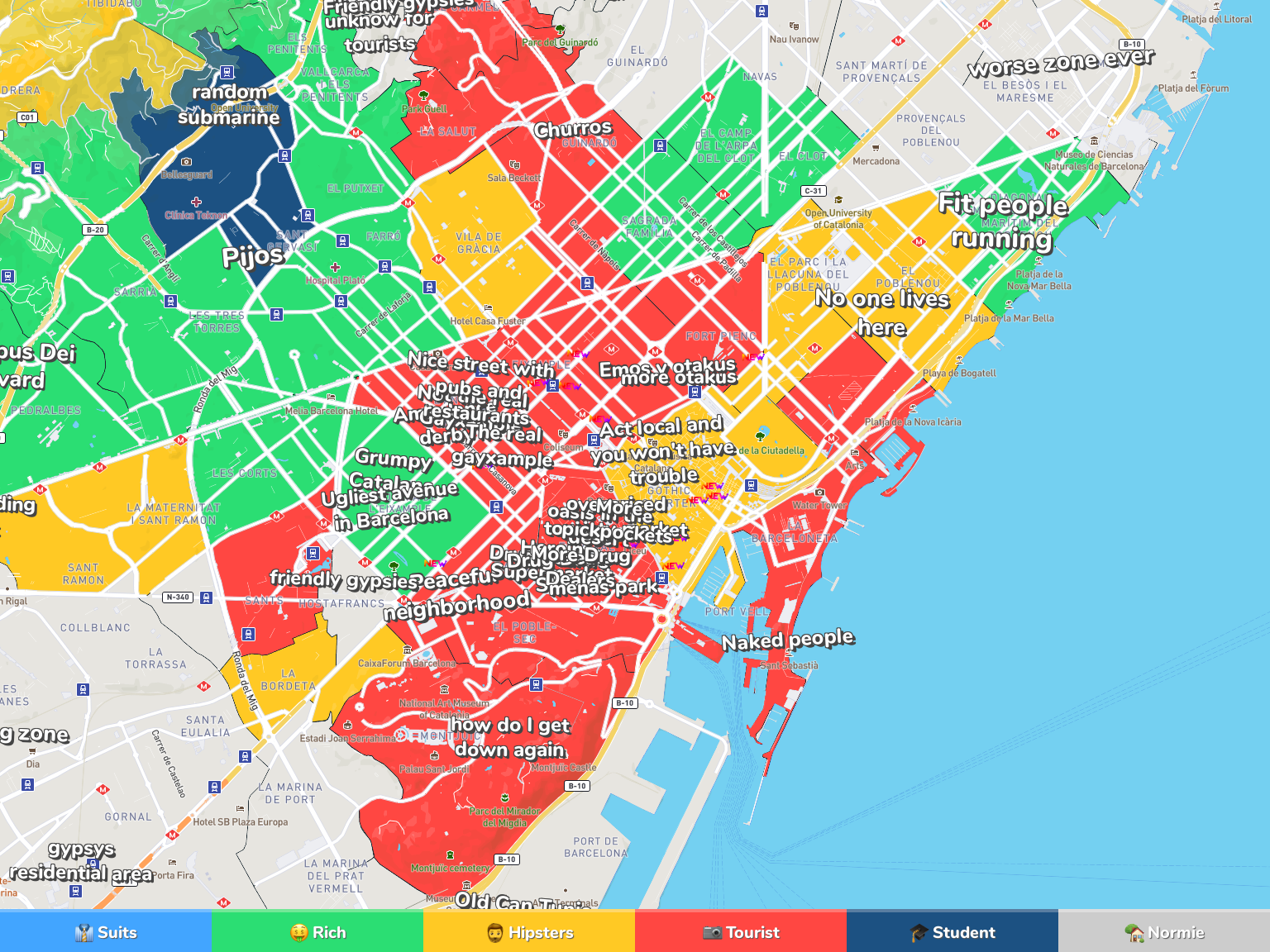 Barcelona Zone Map   Barcelona Neighborhood Map 