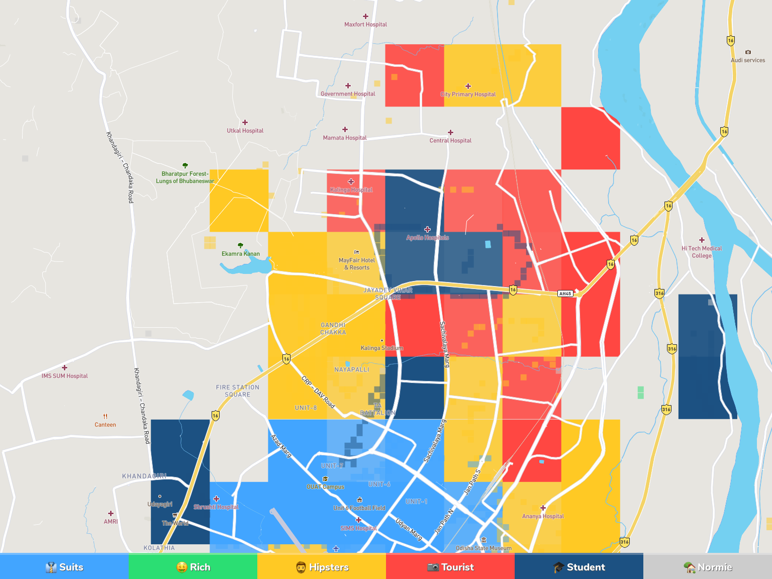 Bhubaneswar Neighborhood Map