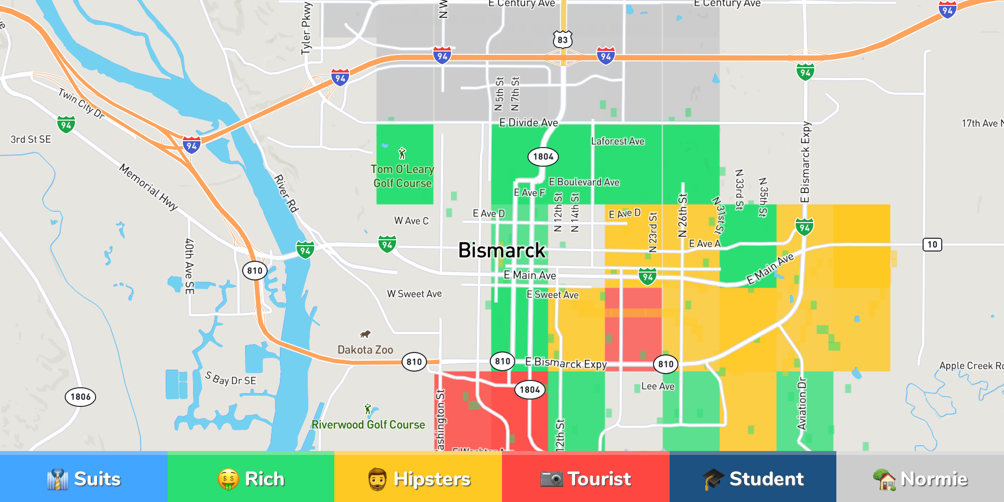 Bismarck Neighborhood Map