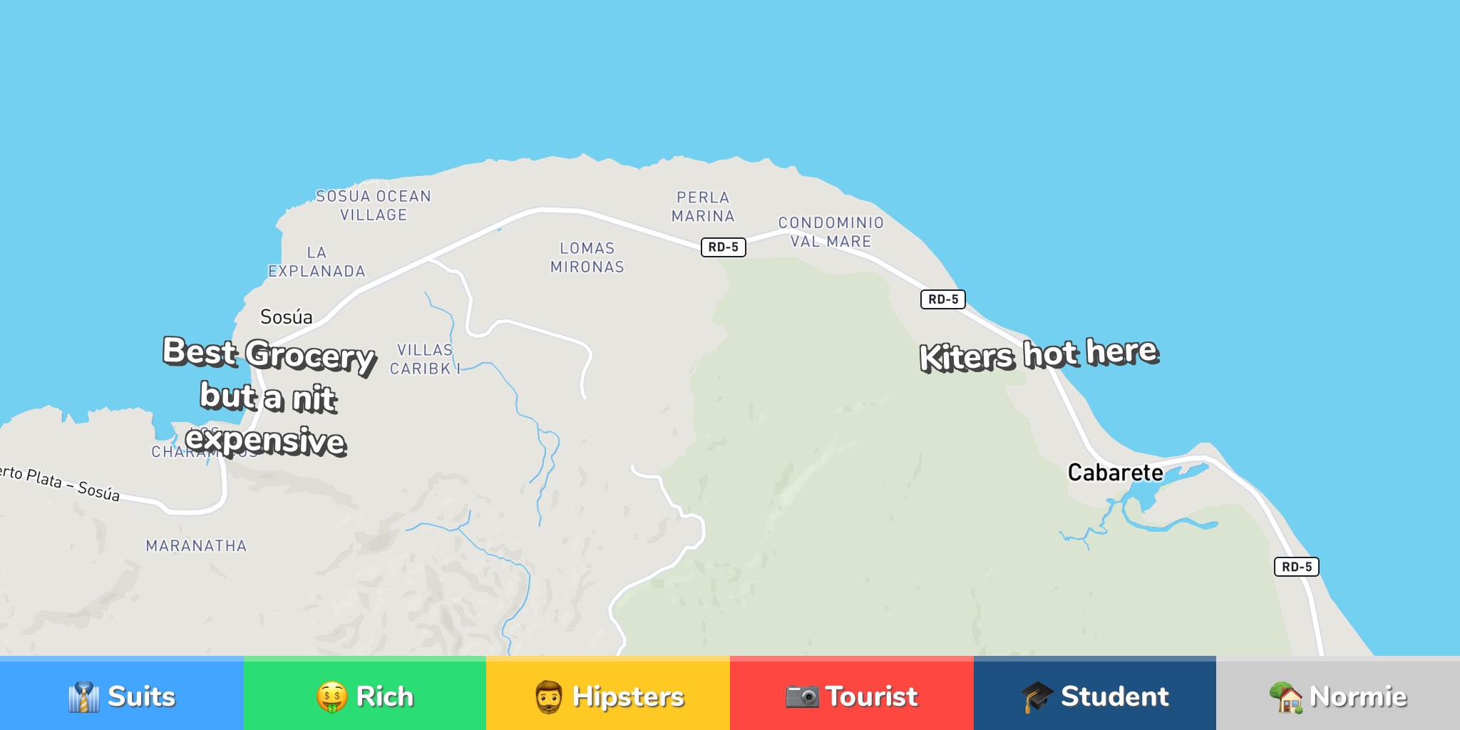 Cabarete Neighborhood Map