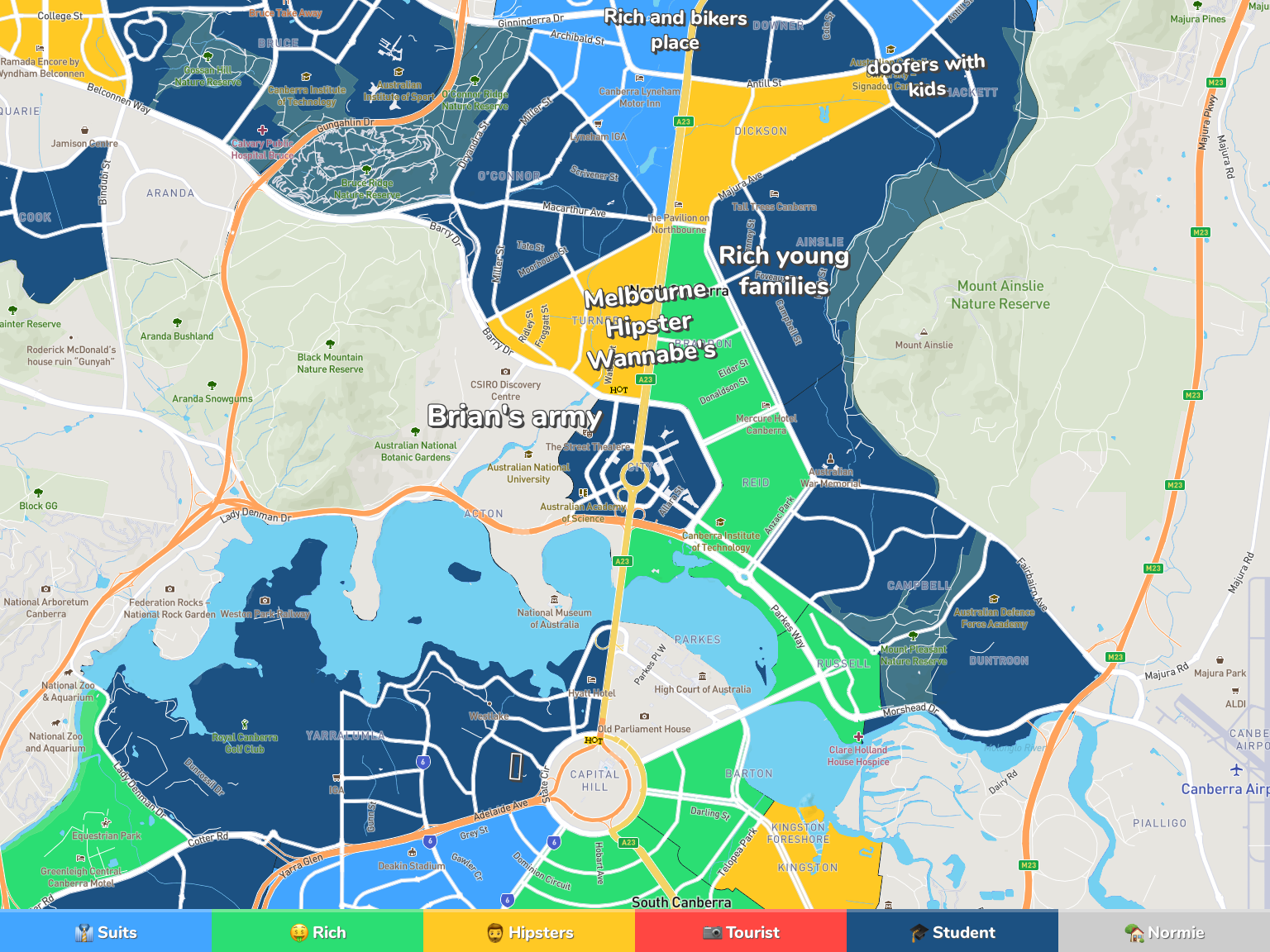 Canberra Neighborhood Map