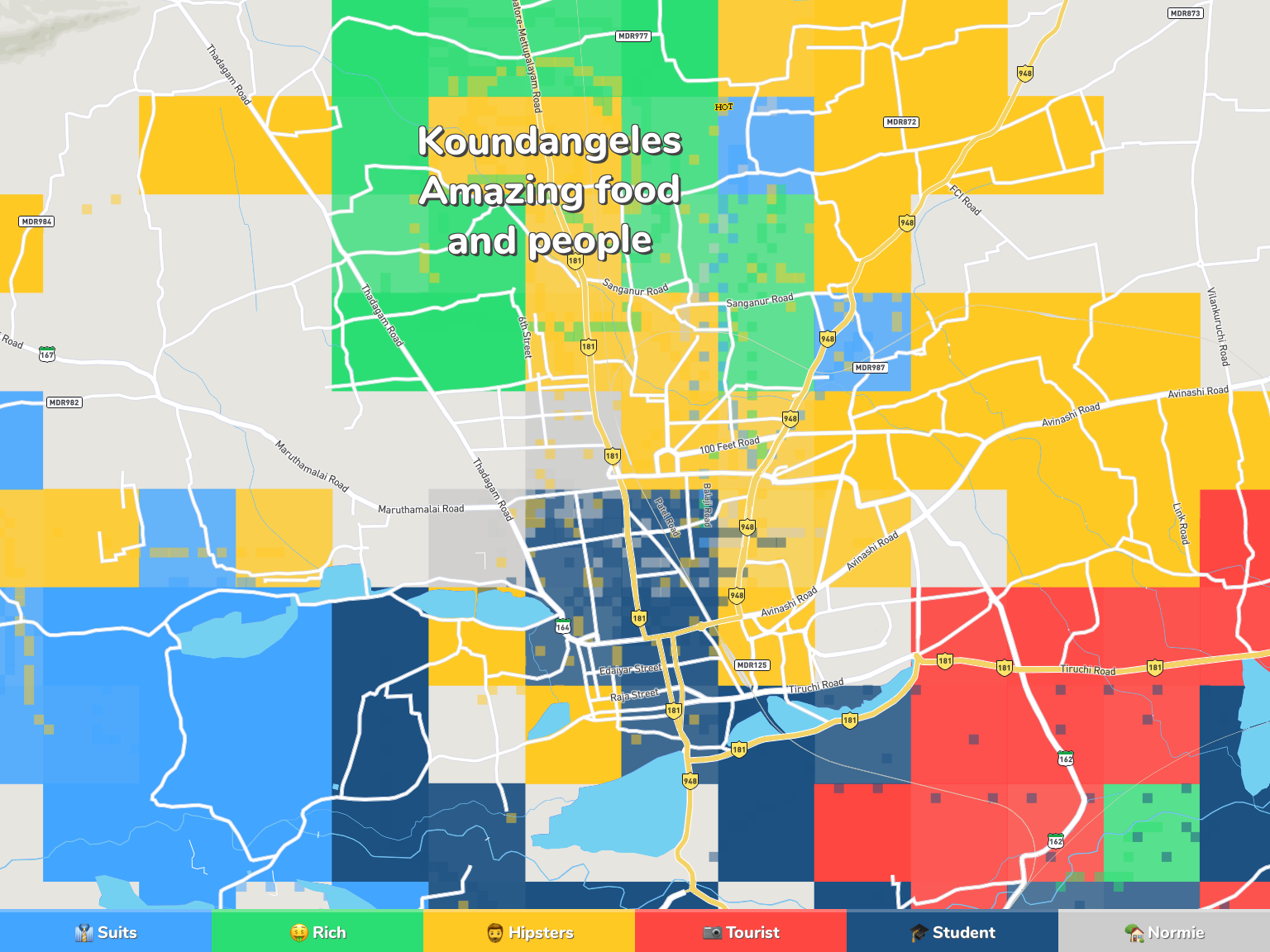 Coimbatore Neighborhood Map