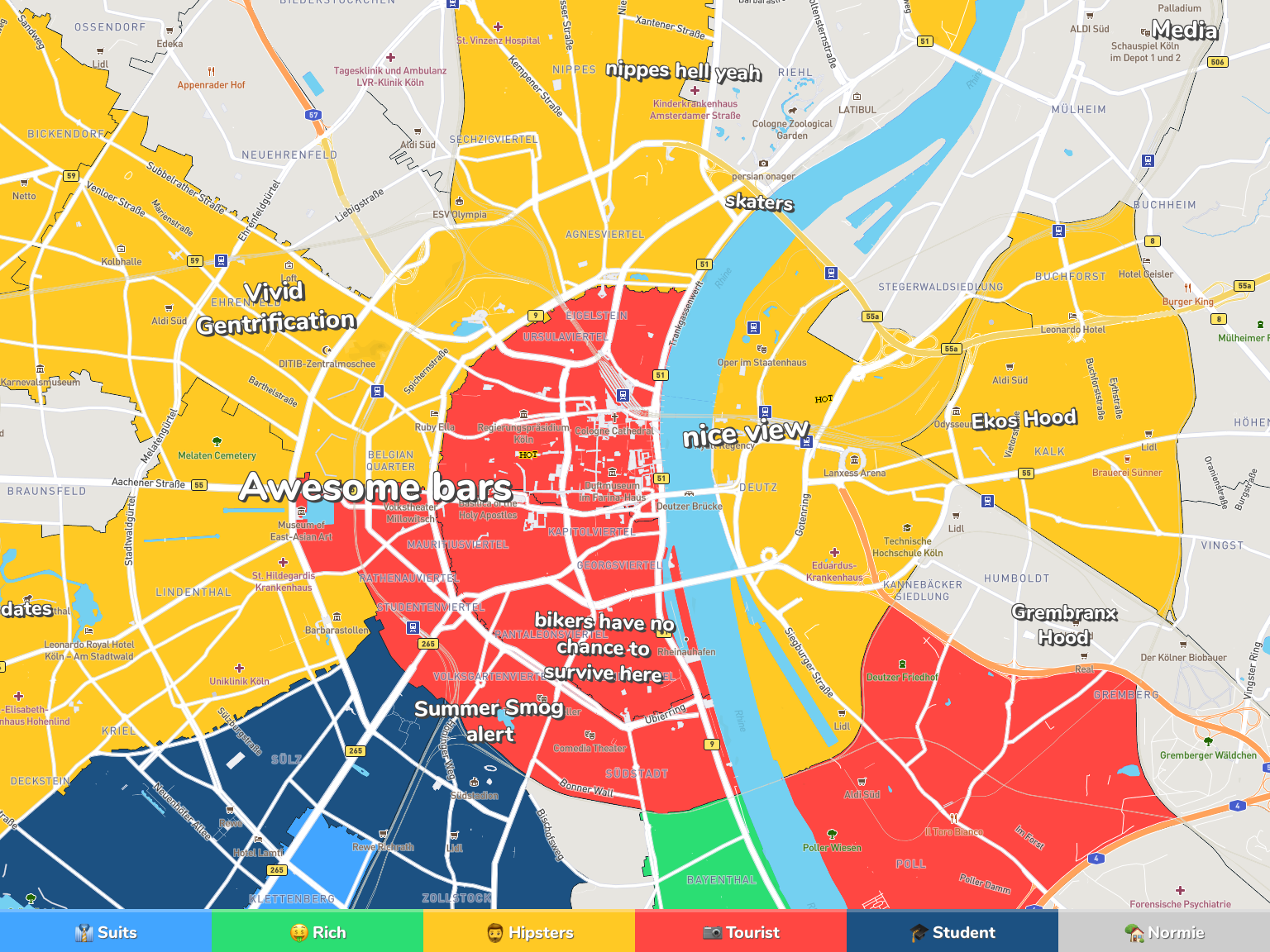 Cologne Neighborhood Map
