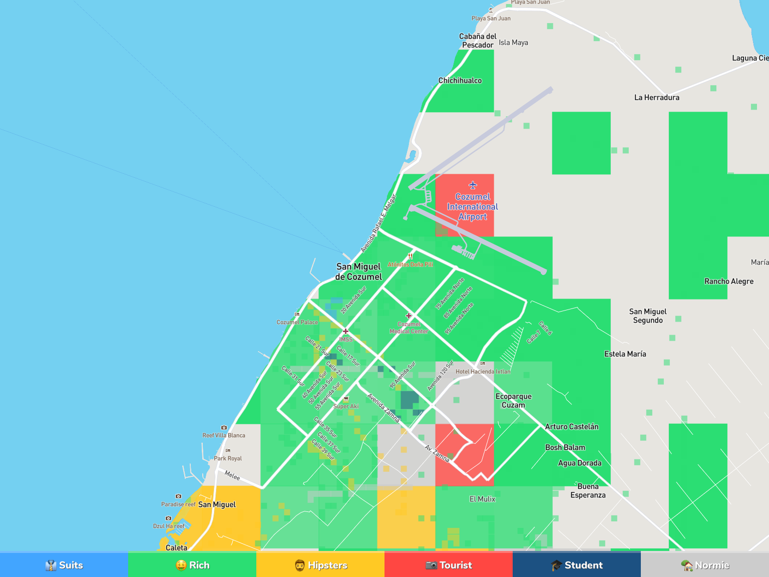 Cozumel Neighborhood Map