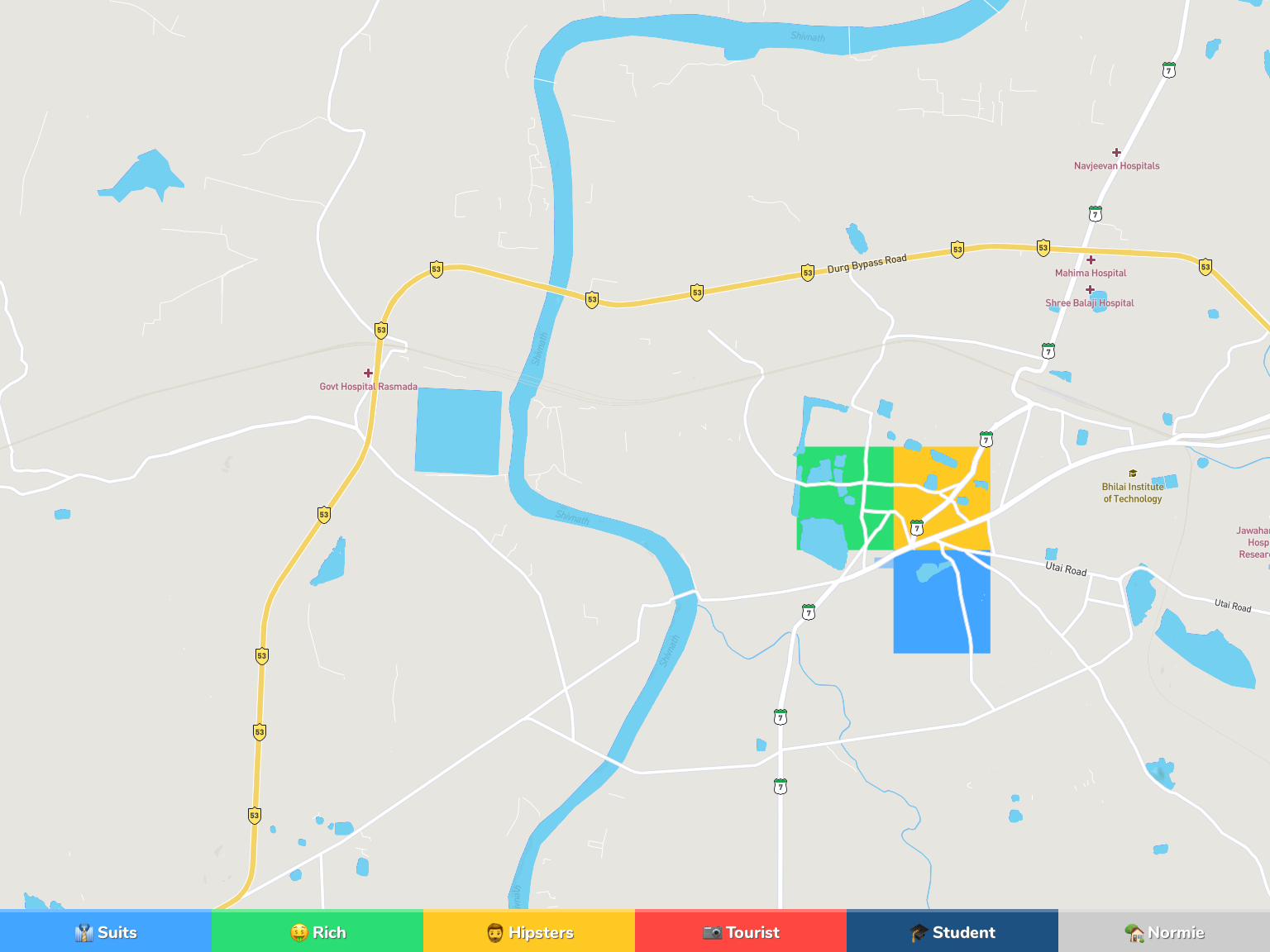 Durg Neighborhood Map