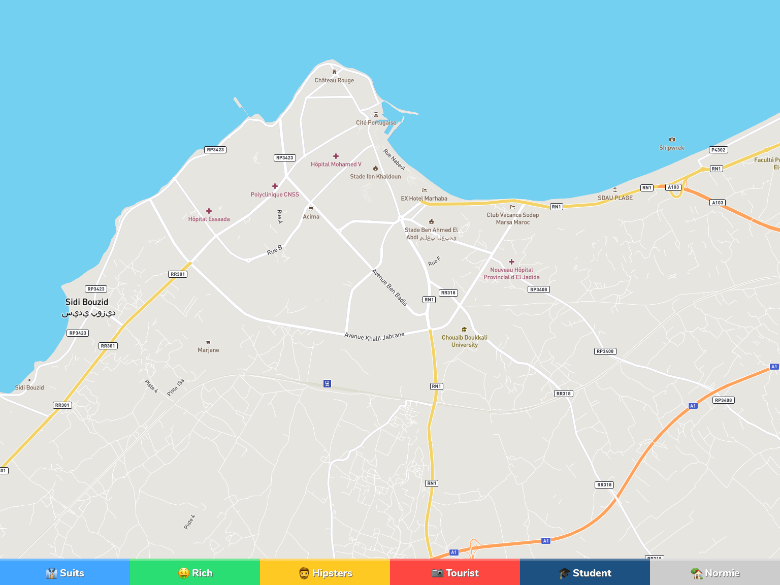 El Jadida Neighborhood Map