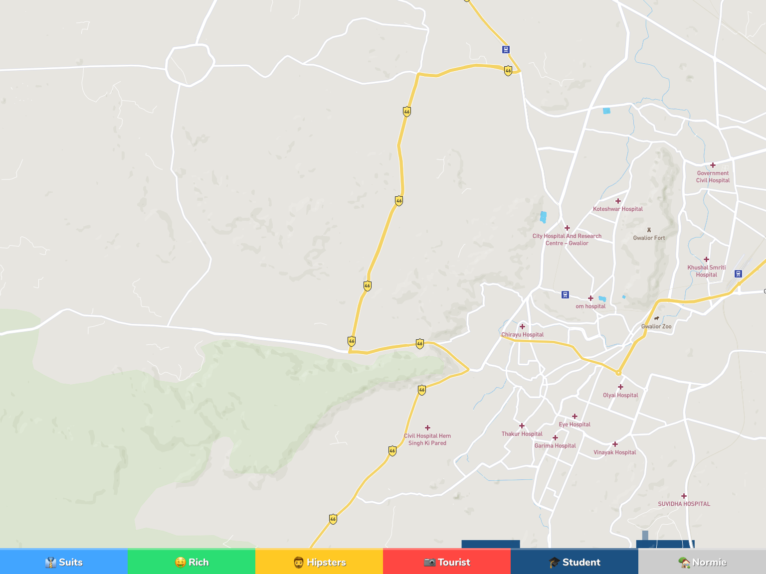 Gwalior Neighborhood Map