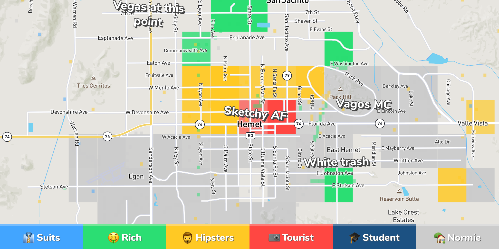 Hemet Neighborhood Map