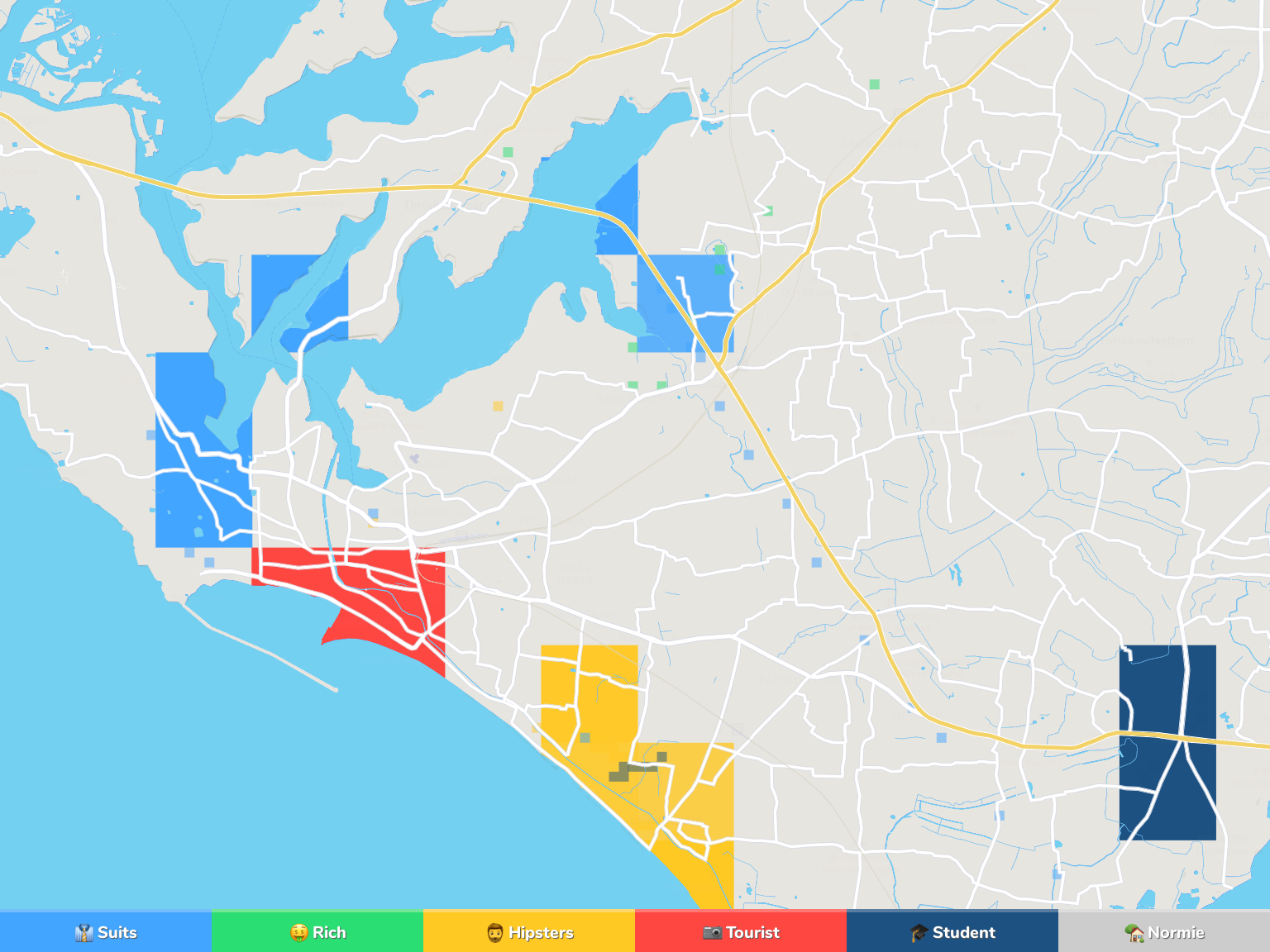 Kollam Neighborhood Map