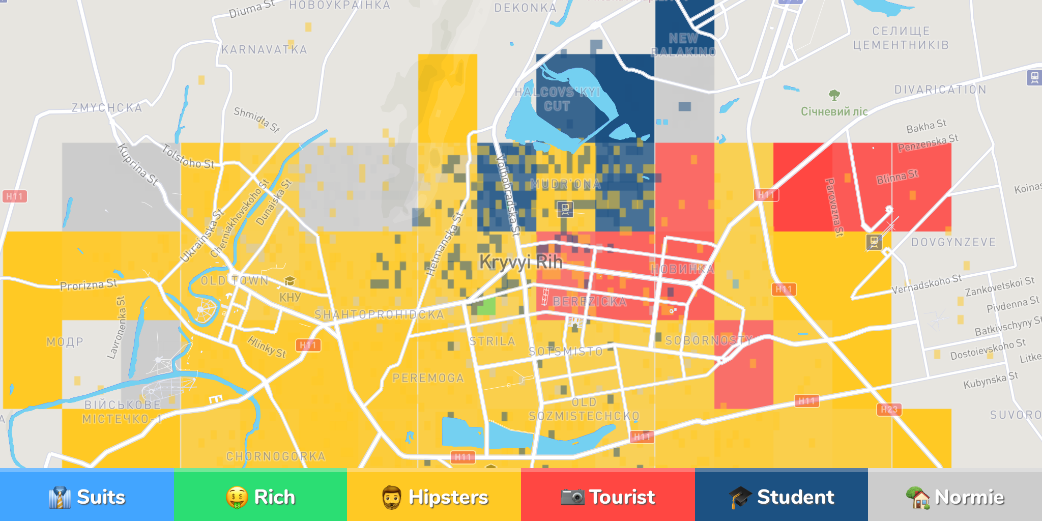 Krivoy-Rog Neighborhood Map
