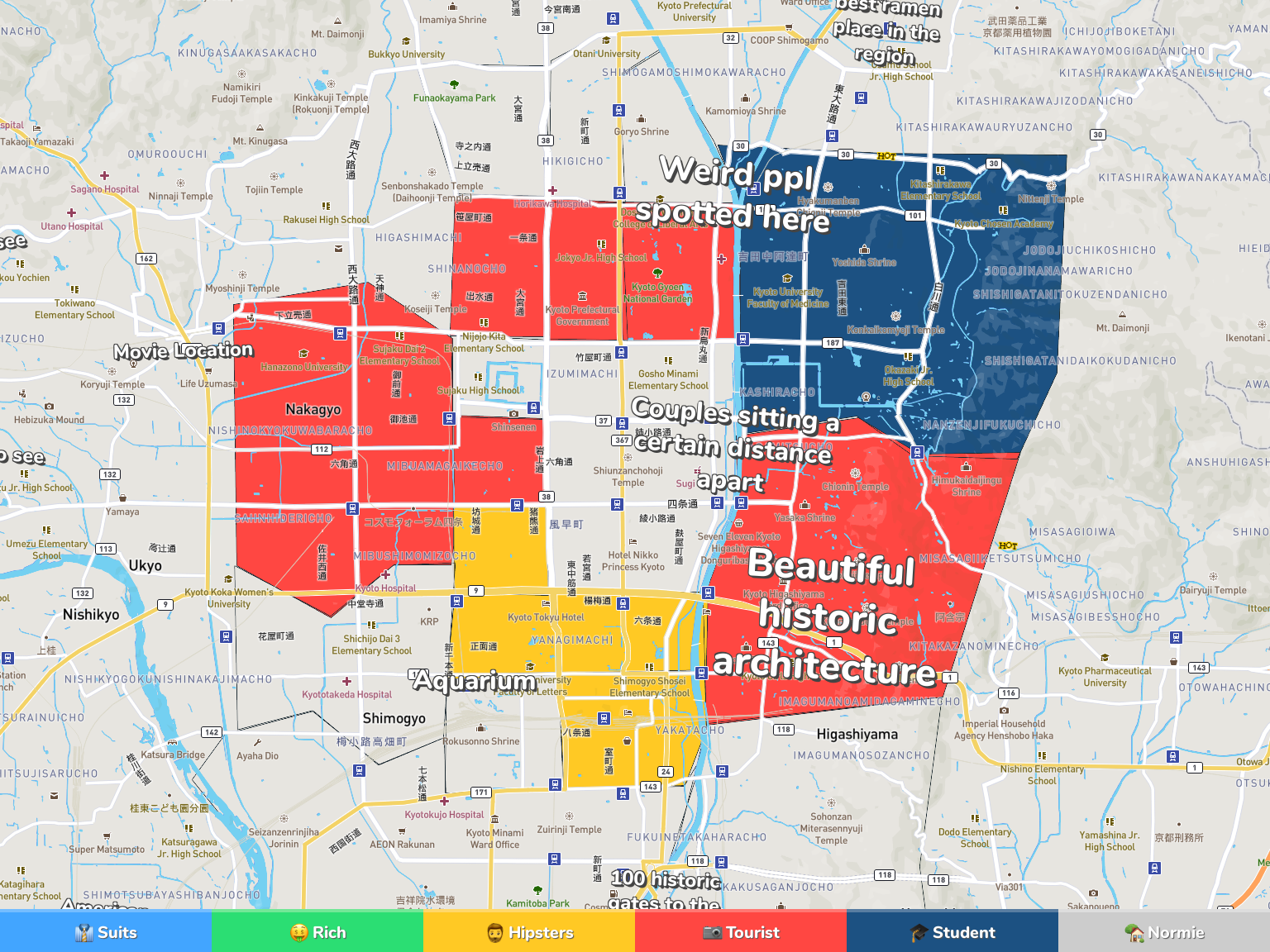 Kyoto Districts Map