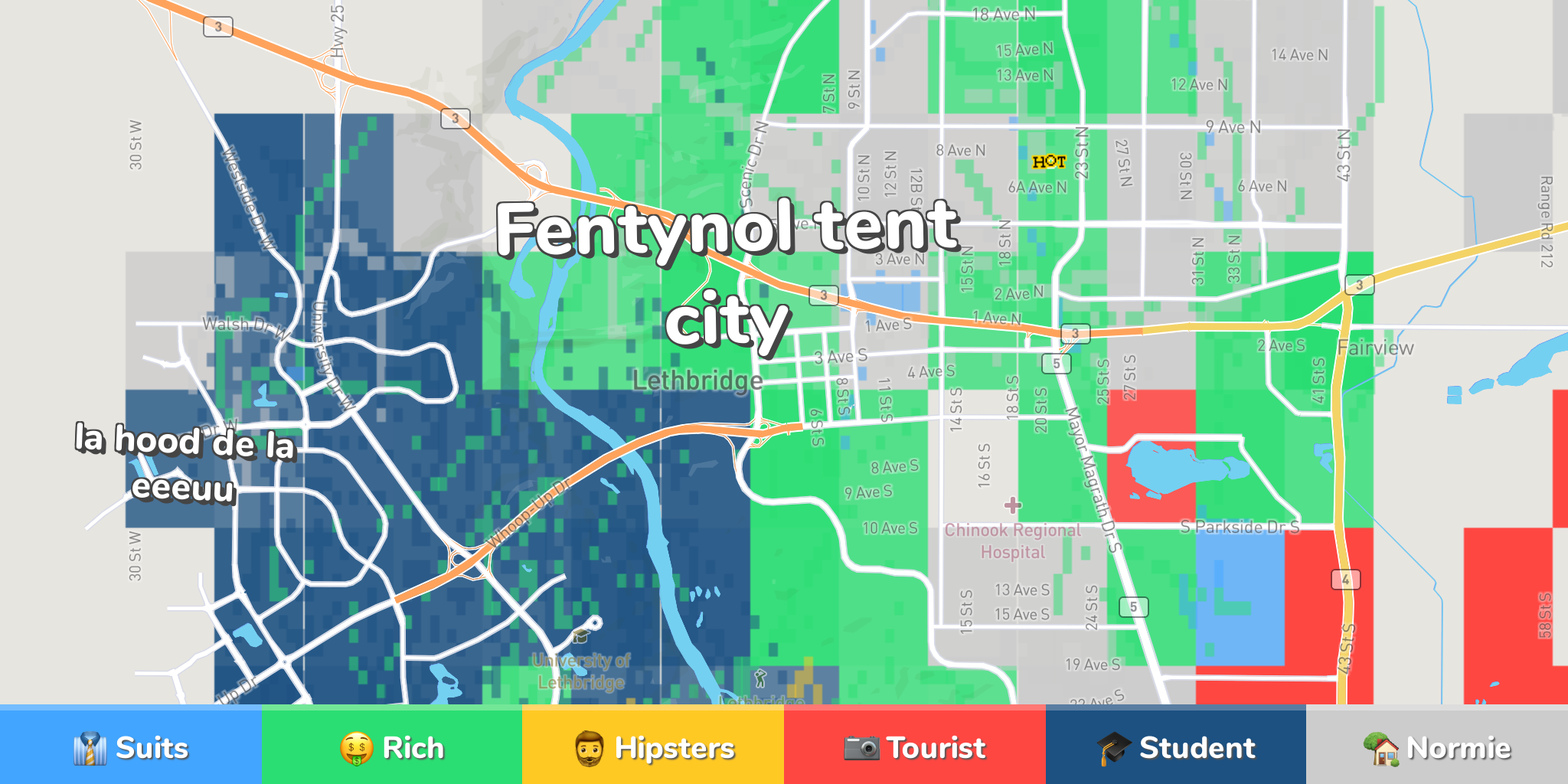 Lethbridge Neighborhood Map