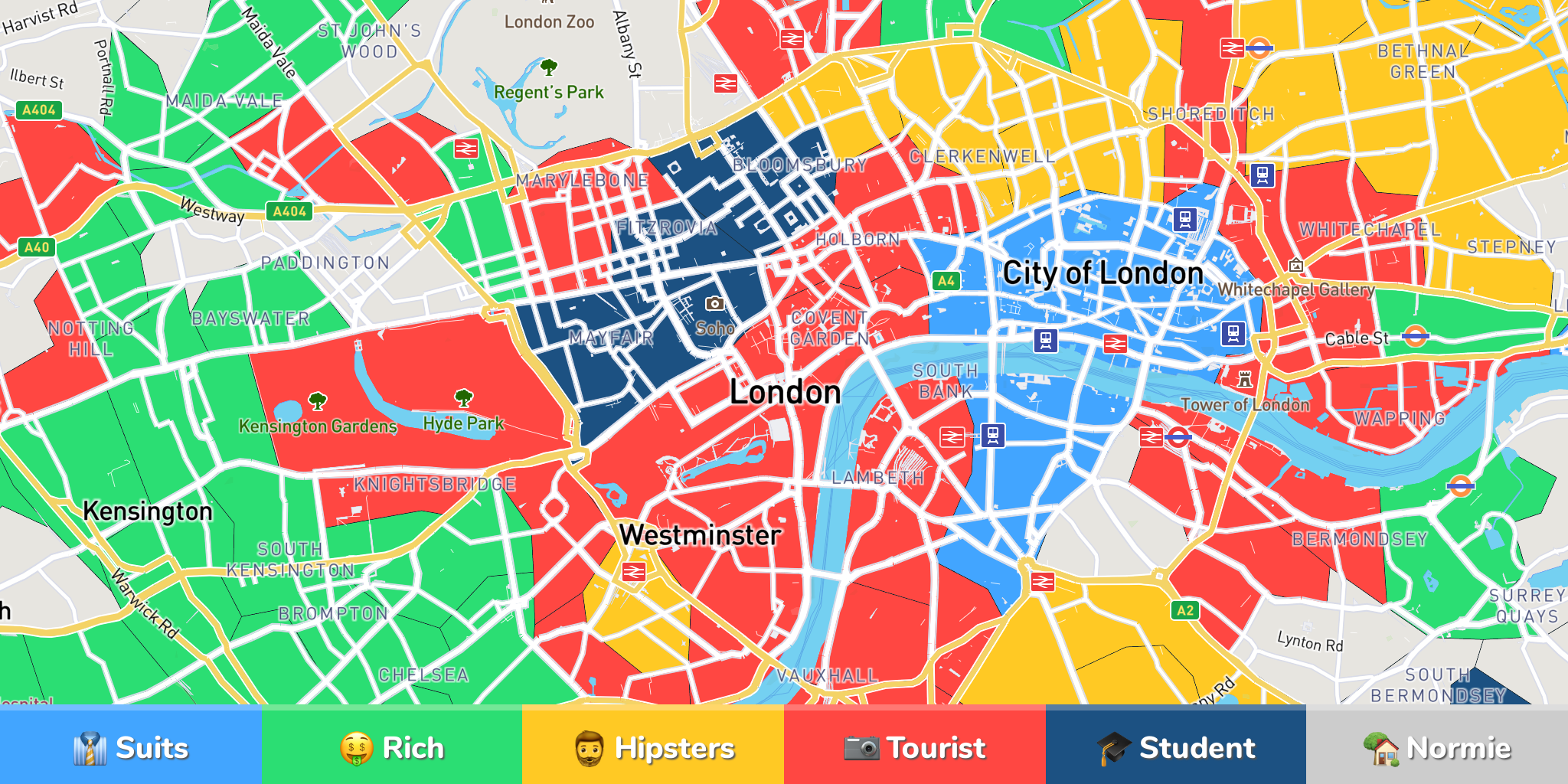 Where to Stay in London: Neighborhood Map by 1,849 Locals