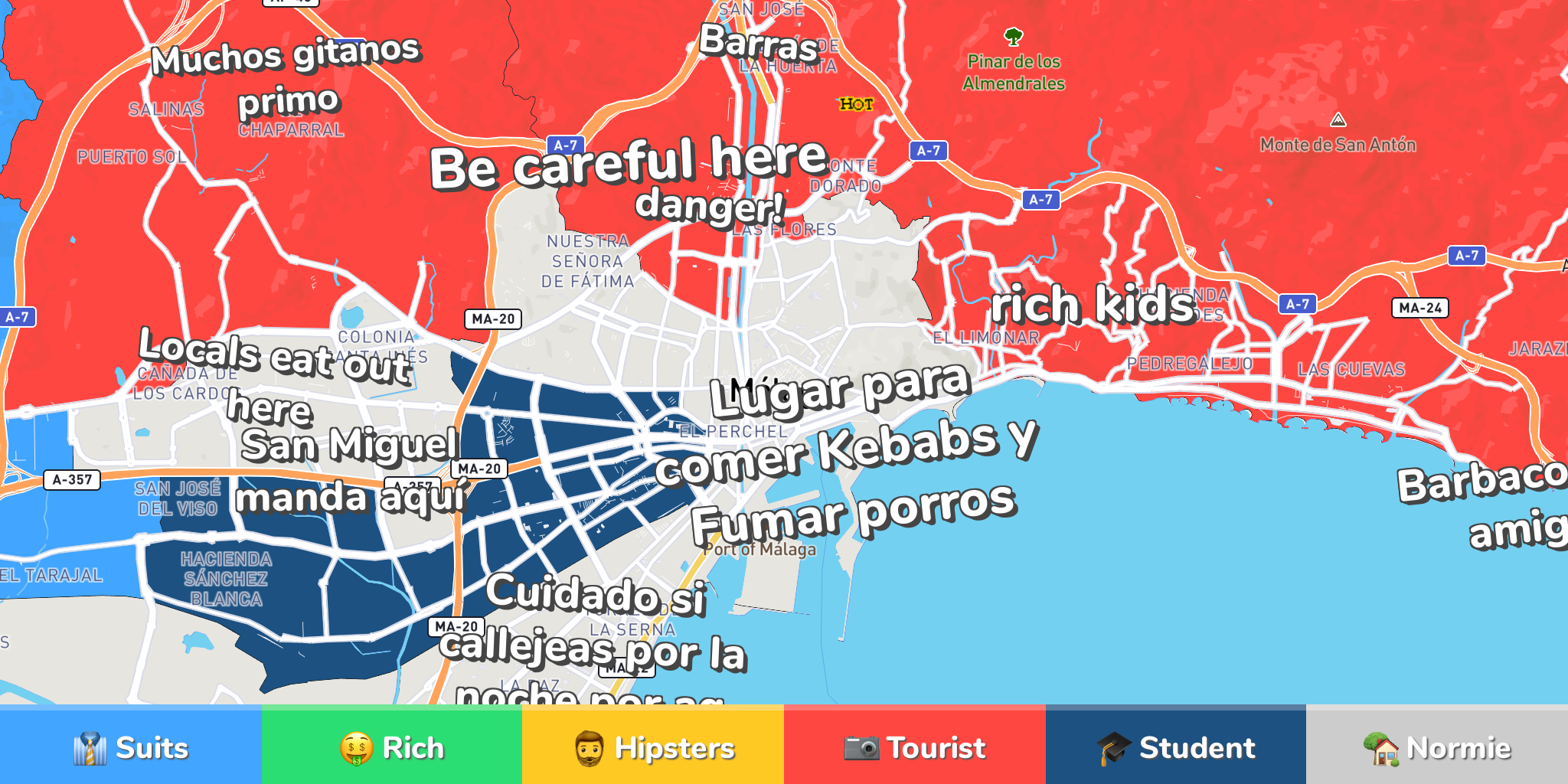 Malaga Neighborhood Map