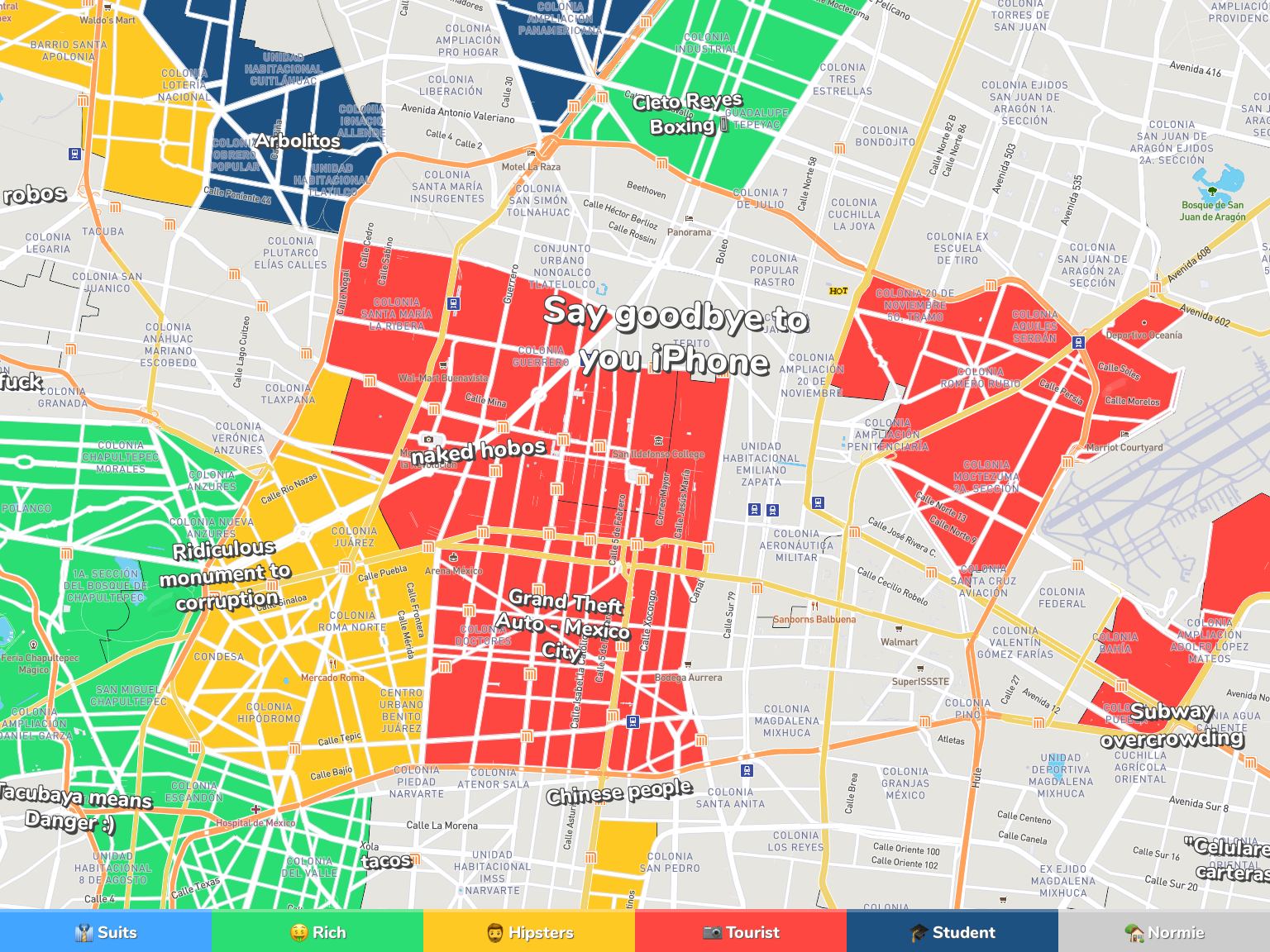 Mexico City Neighborhood Map 