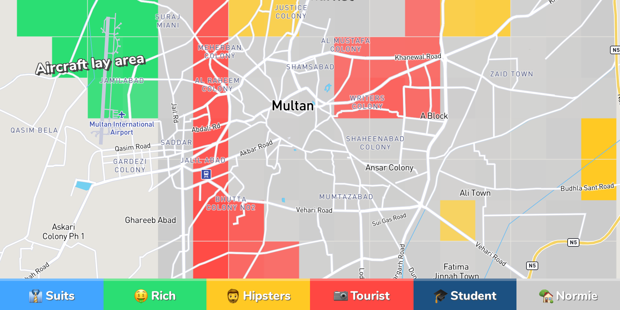 Multan Neighborhood Map