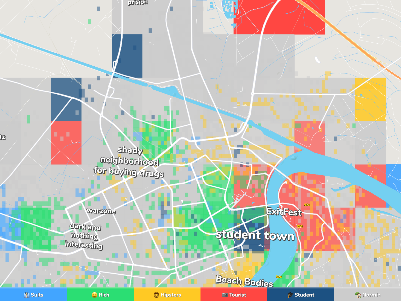 Novi Sad Neighborhood Map