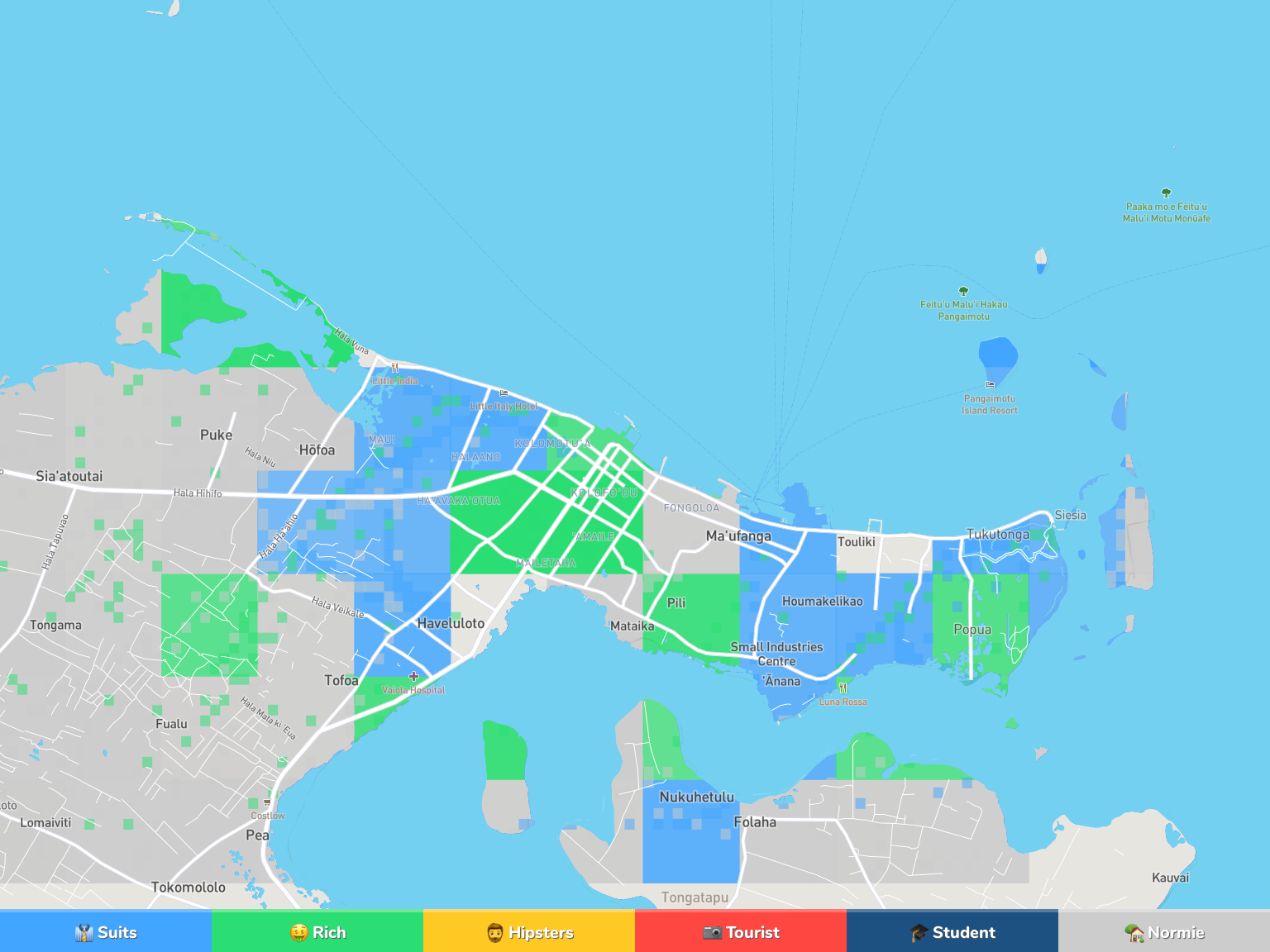 Nuku'alofa Neighborhood Map