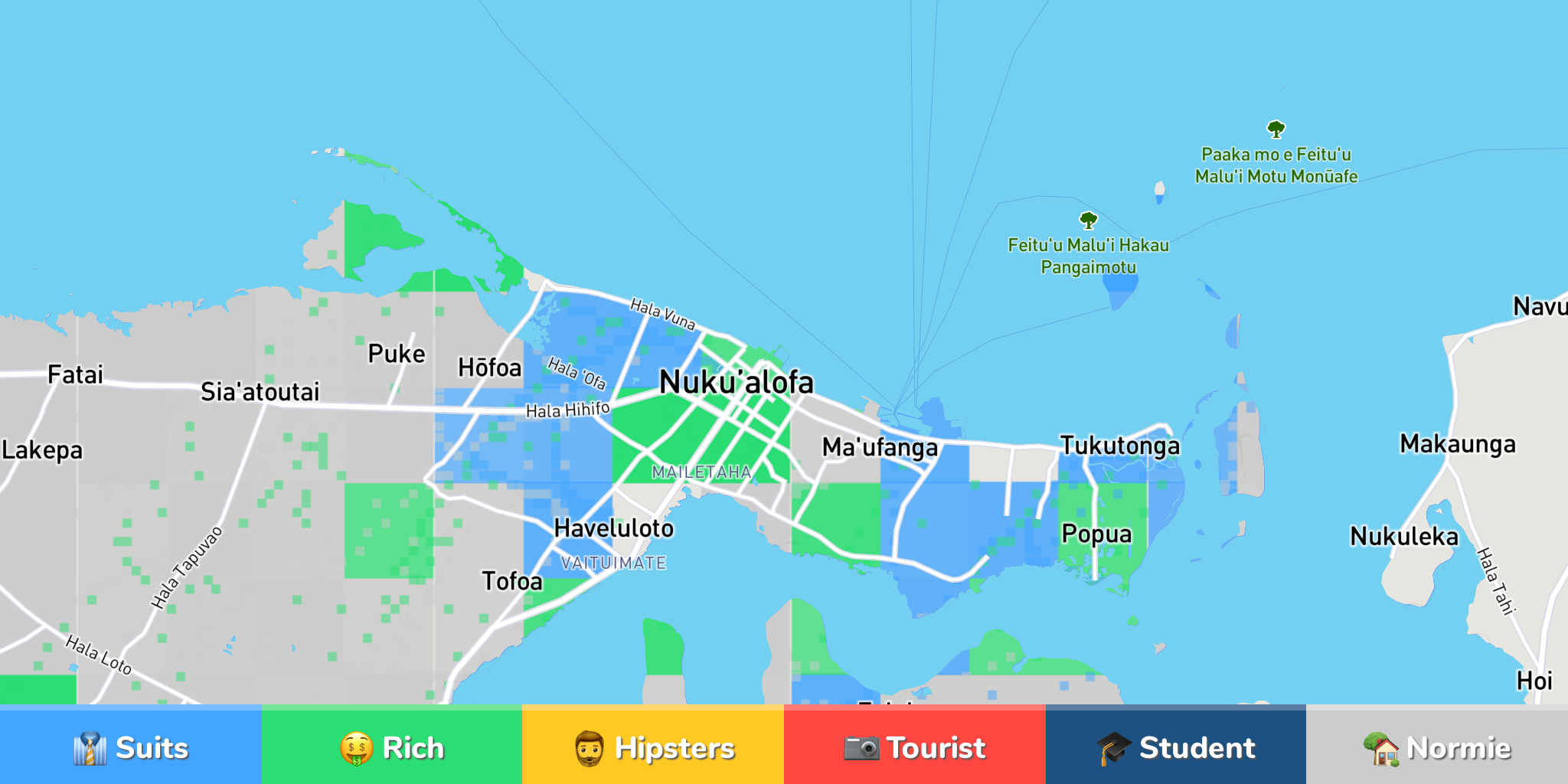 Nuku'alofa Neighborhood Map