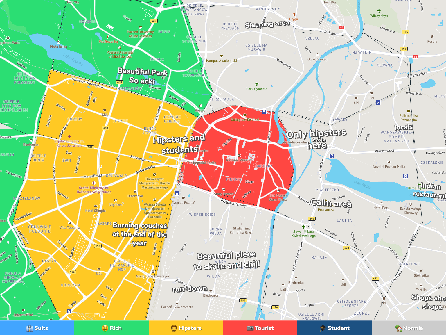 Poznan Neighborhood Map