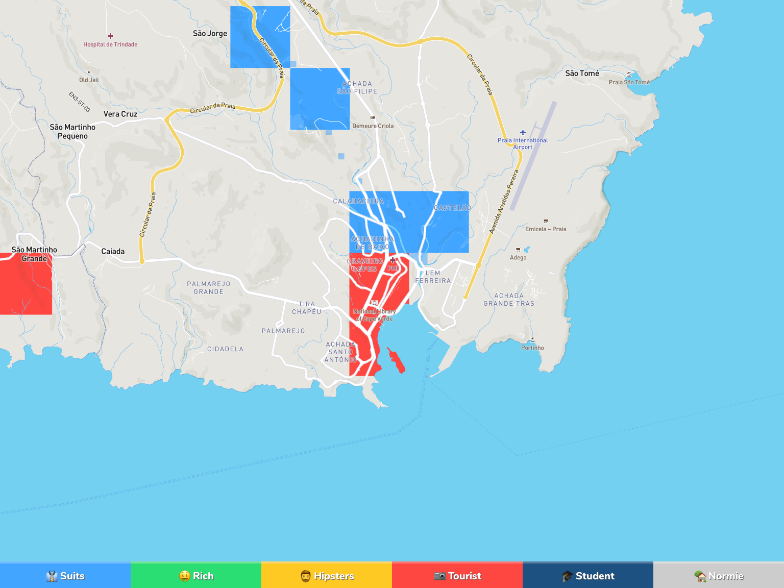 Praia Neighborhood Map