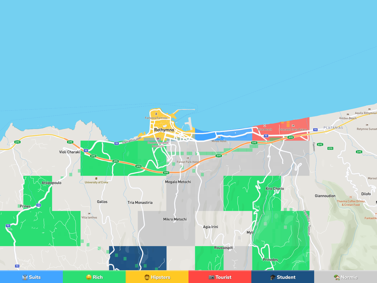 Rethymno Neighborhood Map