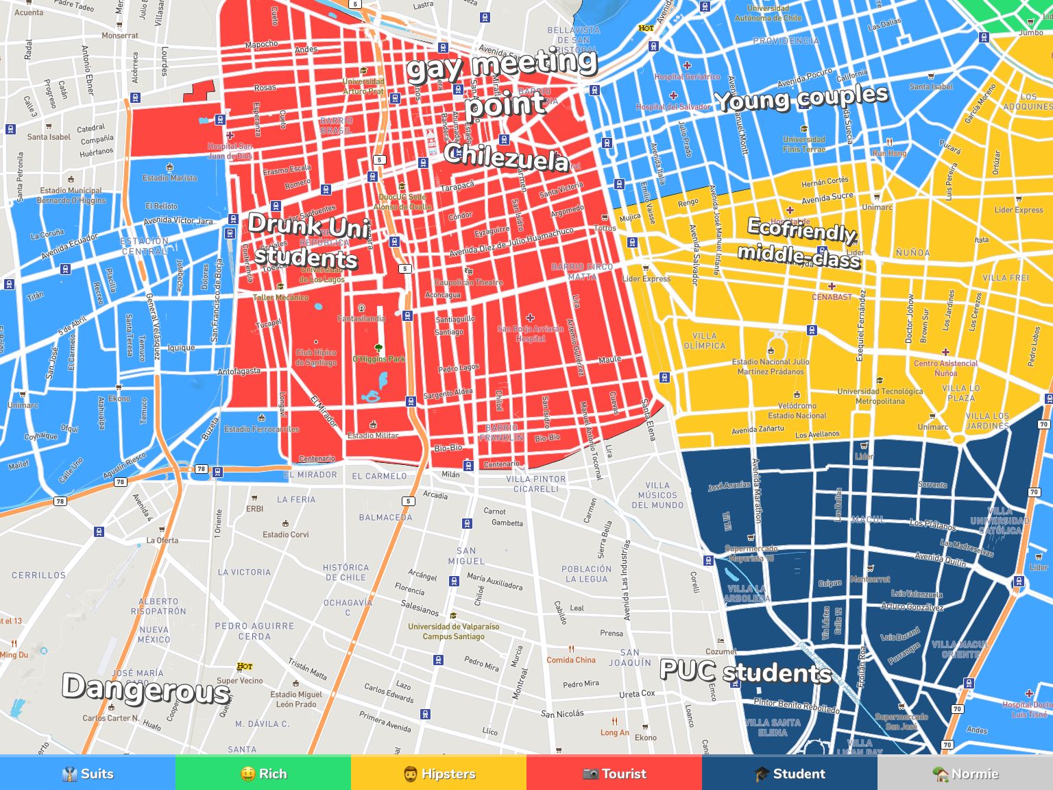 Santiago Neighborhood Map