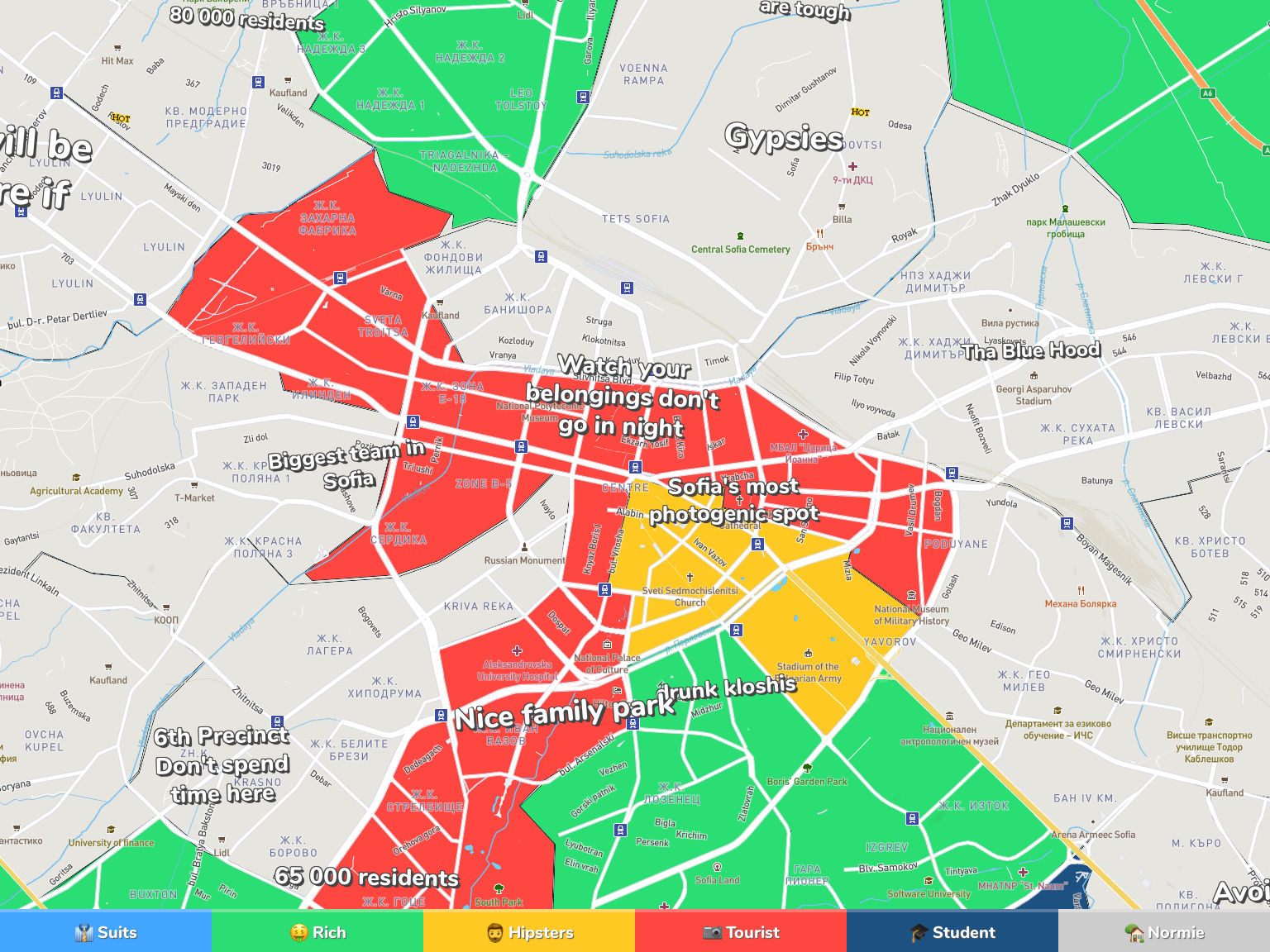 Sofia Neighborhood Map