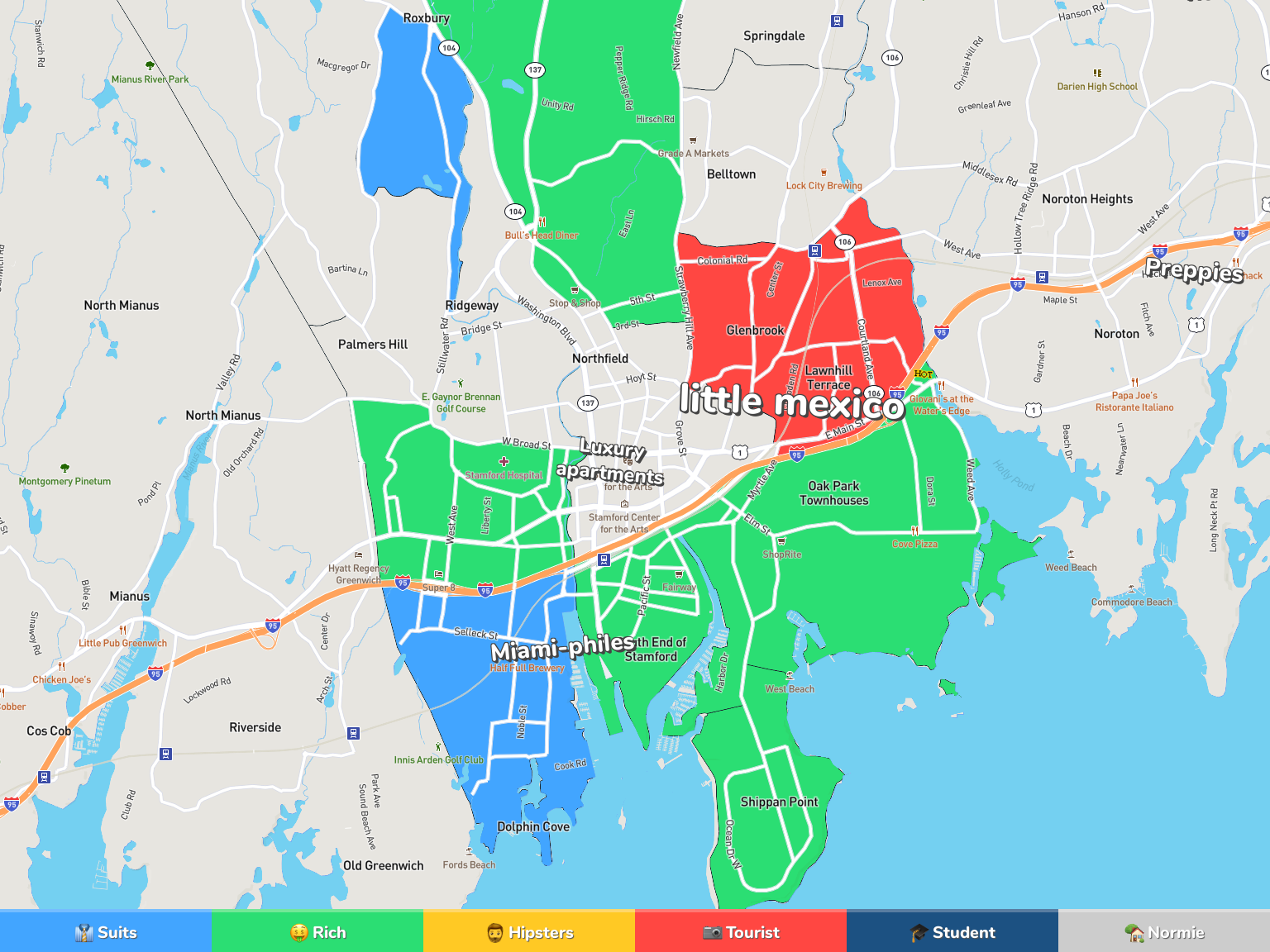 Stamford Neighborhood Map