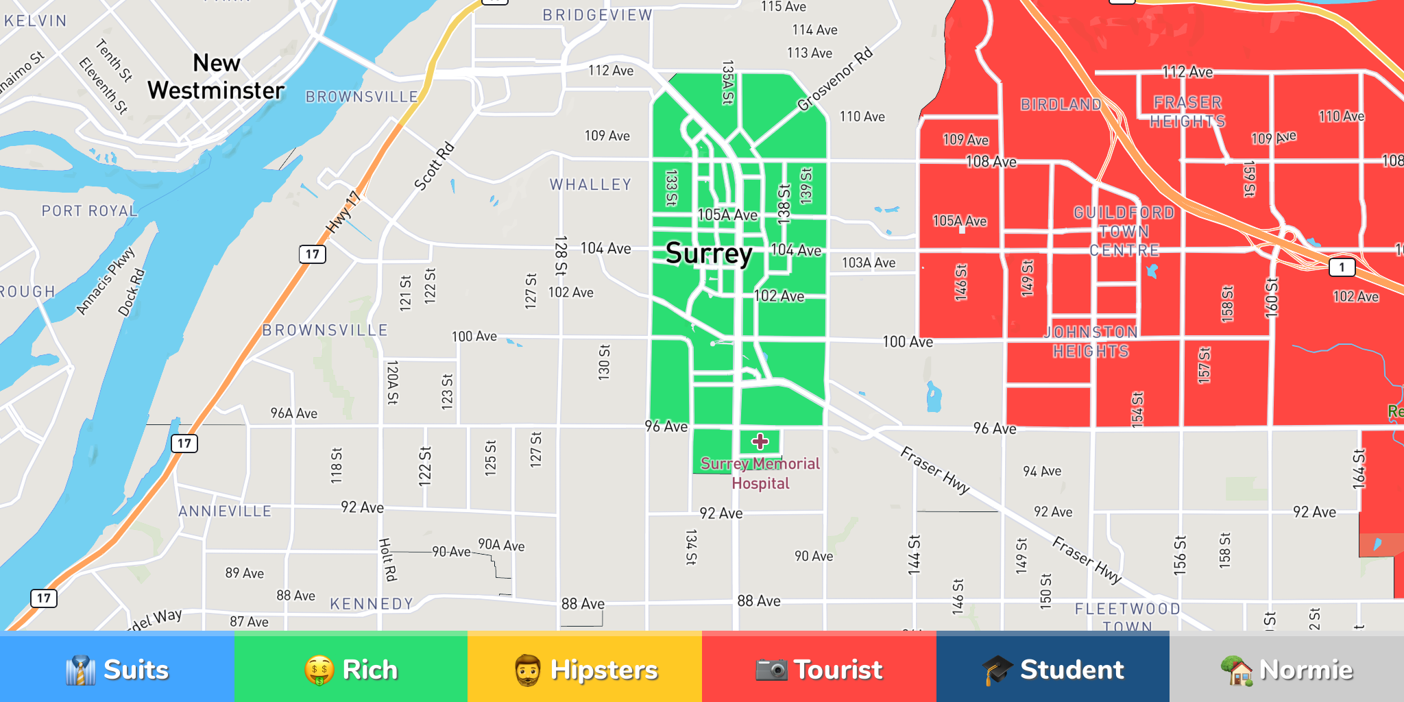 Surrey Neighborhood Map