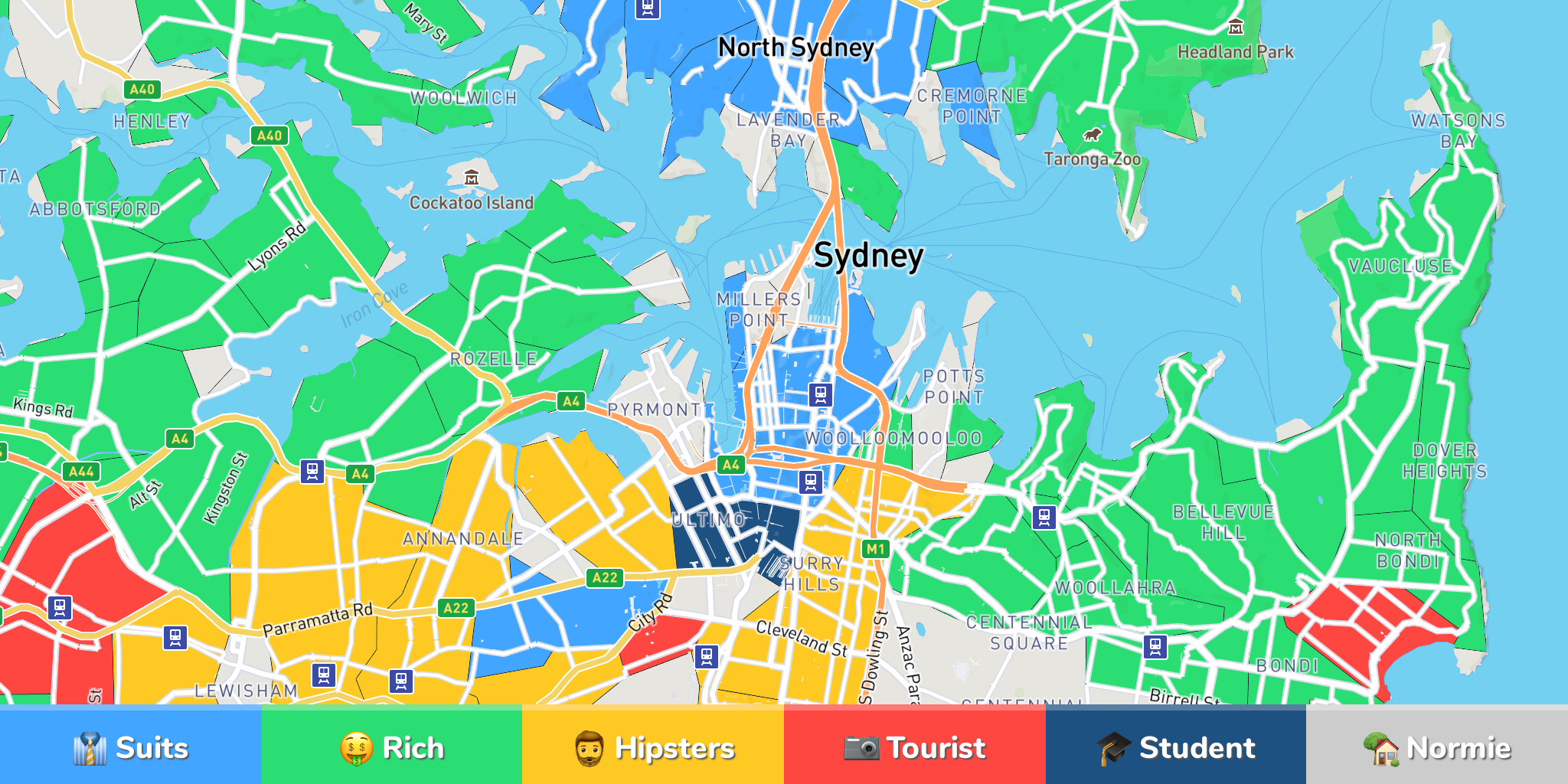 Sydney Districts Map