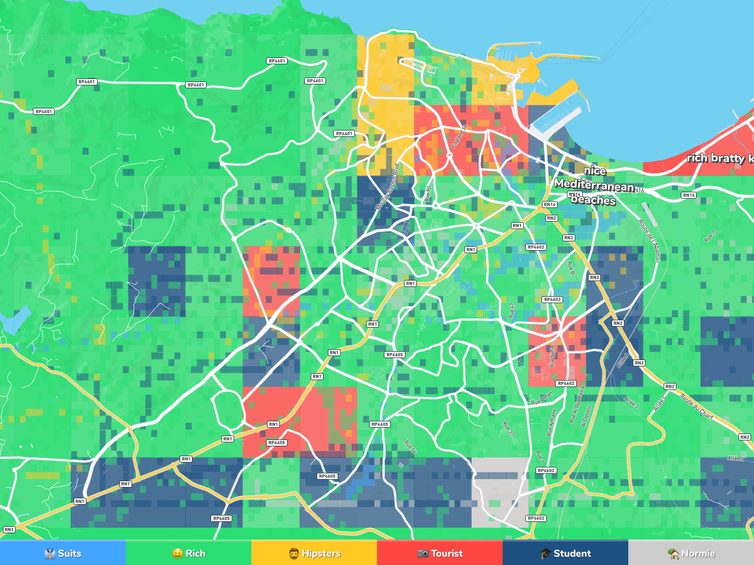 Tangier Neighborhood Map