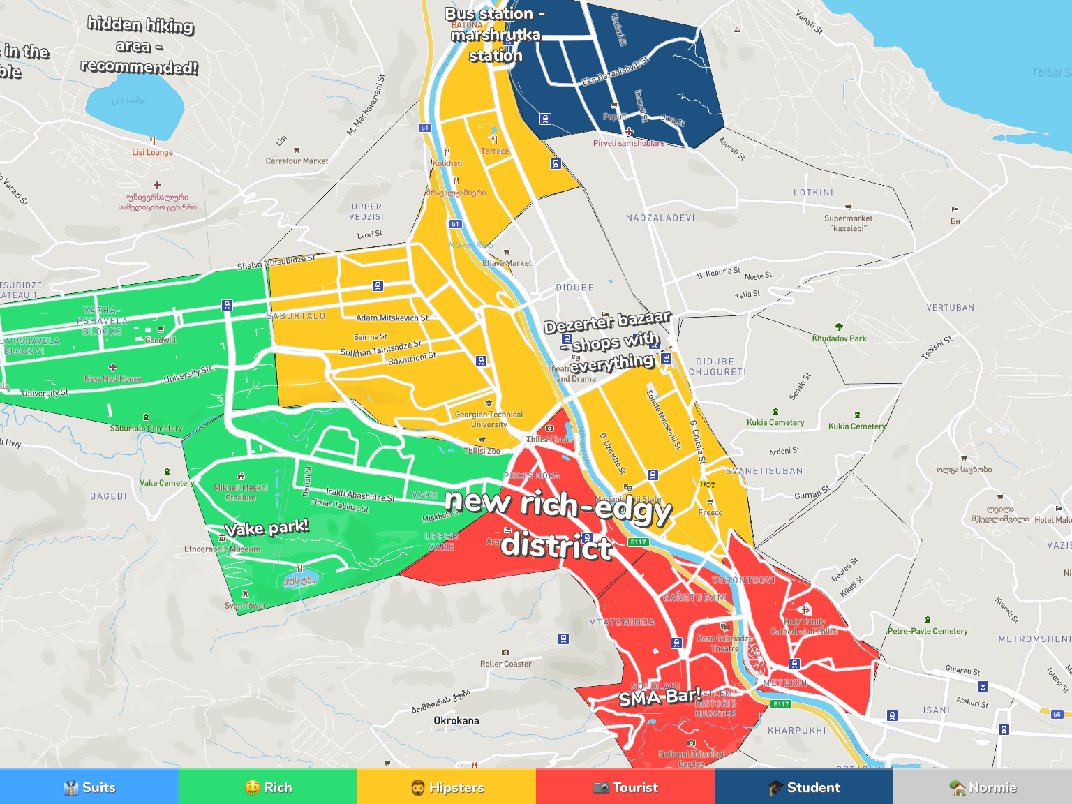 Tbilisi Neighborhood Map