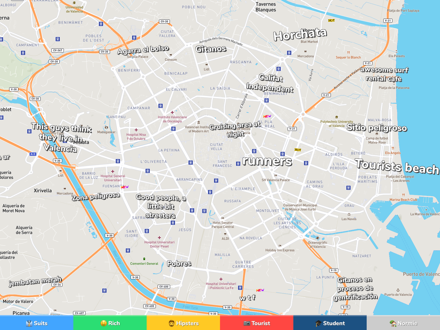 Valencia Neighborhood Map
