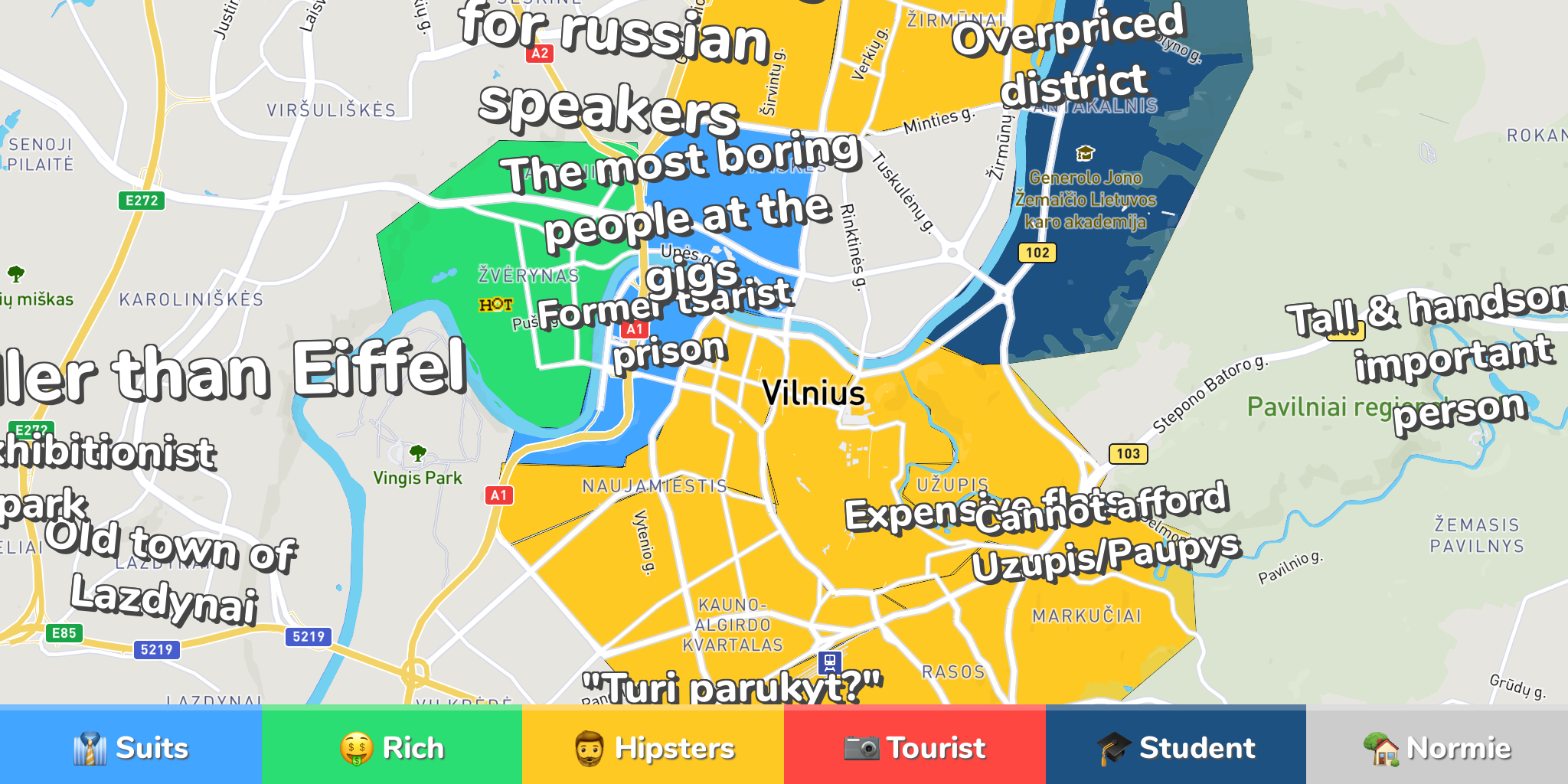 Vilnius Neighborhood Map