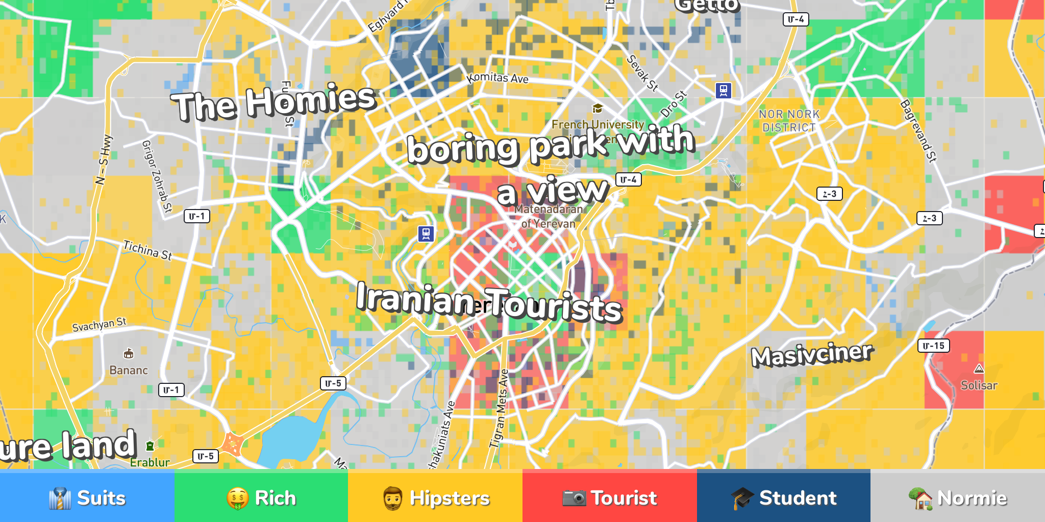 Yerevan Neighborhood Map